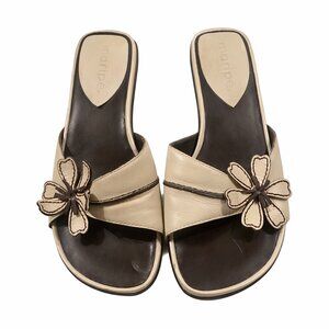 Maripe Super Cute Cream & Brown Leather Sandals 6